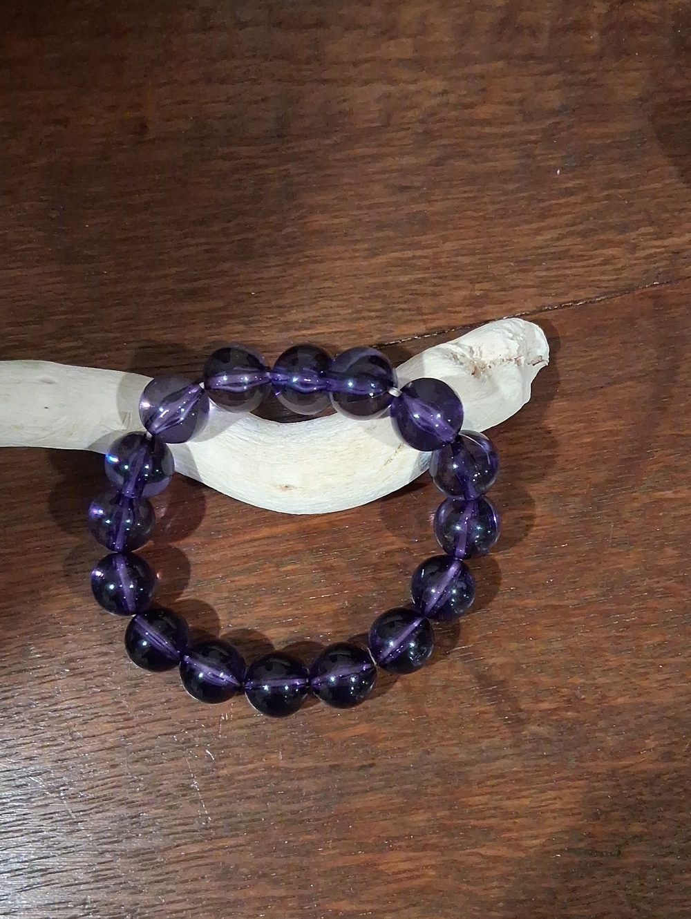 Purple Glass Bead Stretch Bracelet - Timeless Amethyst Style